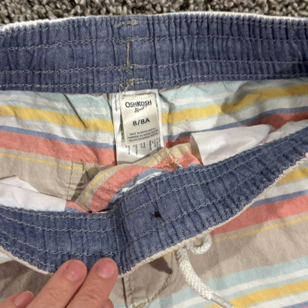 Oshkosh Boys preppy striped shorts with drawstring waist, size 8